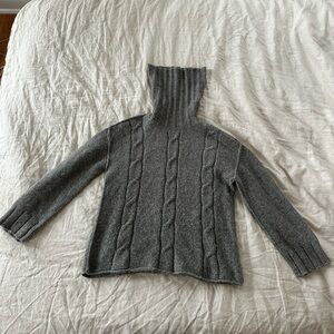 Nili Lotan Charcoal Cable Knit Turtleneck Sweater